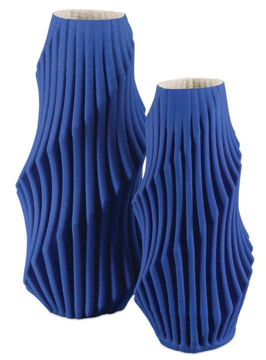 Blue Pleat Vase