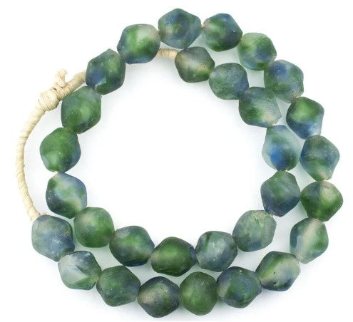 Blue Green Swirl Recycled Glass Beads